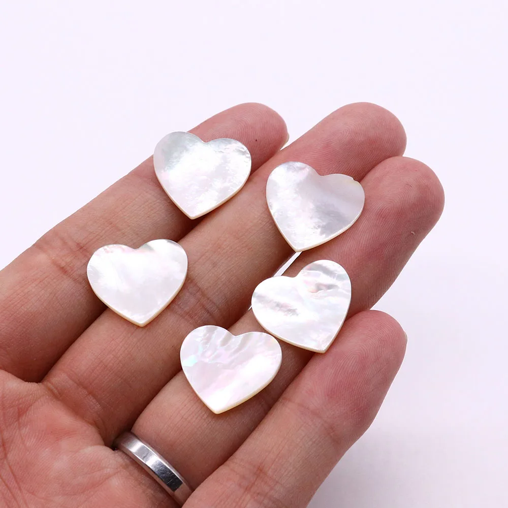 Natural Seawater Shell Love Heart Shape Ring Face Non-porous Necklace Earrings Pendant DIY Ring Charm Elegant Ladies Accessories