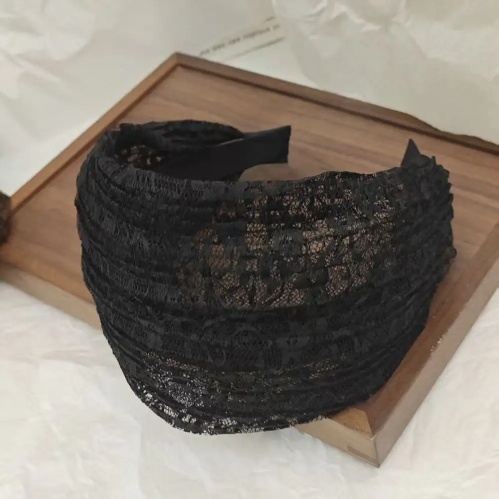 

Нескользящая кружевная сетчатая лента для волос, полые головные уборы, широкий боковой обруч для волос, эластичные аксессуары для волос, женские кружевные ленты для волос