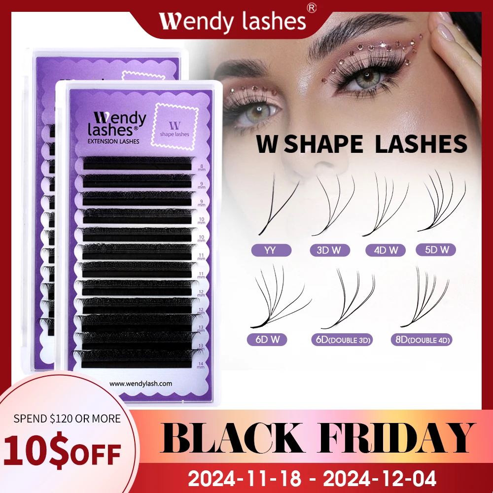 Wendy Lashes YY Shape Eyelash Extensions Automatic Flowering W Shape Bloom 3D 4D 5D 6D 8DPremade Supplies Black Lashes Cilios 5D