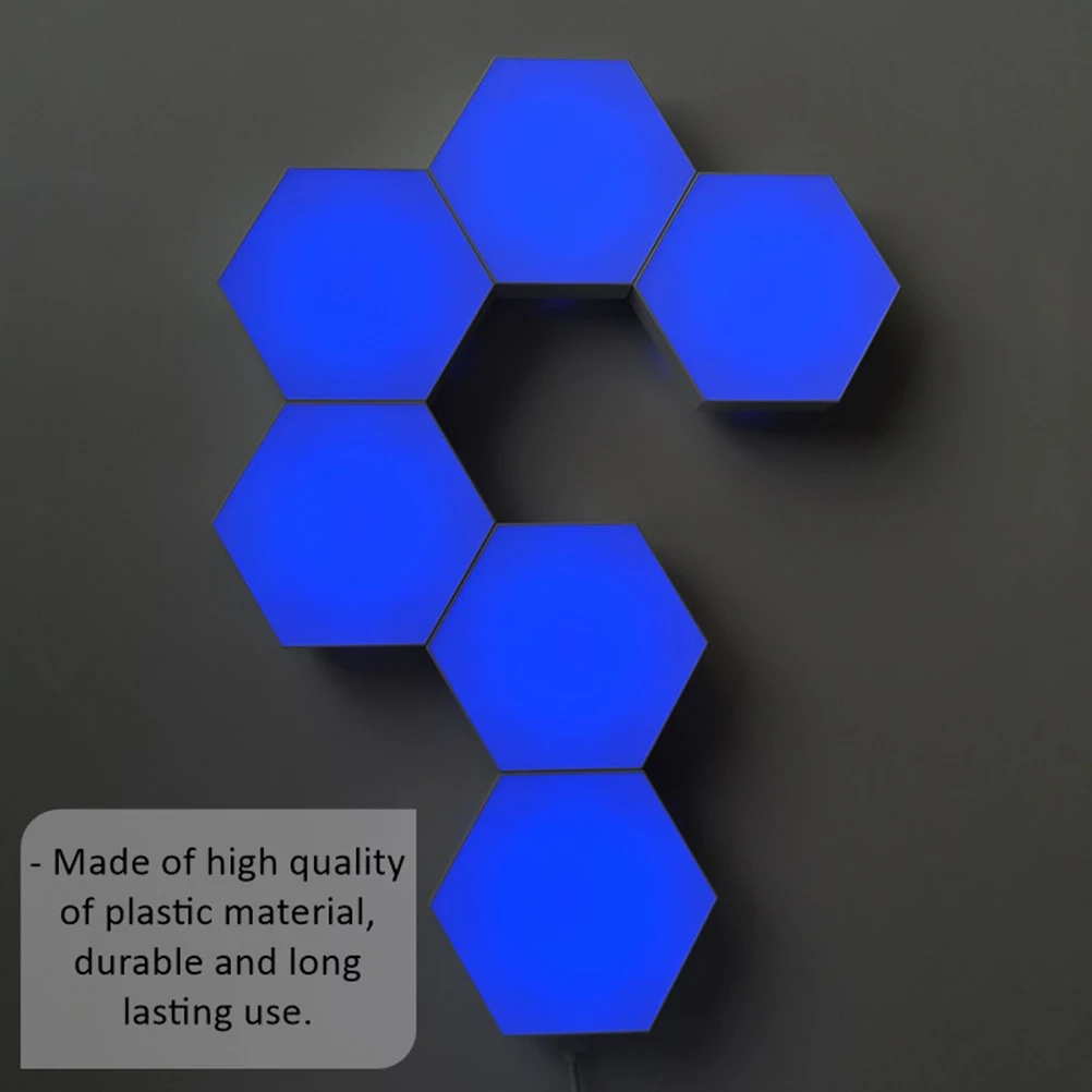 

6pcs Touch-Sensitive Hexagonal Lamp Durable Plastic Bedroom Touch On/Off Modular Wall For Home Bar Decoration Light Bedroom Wall