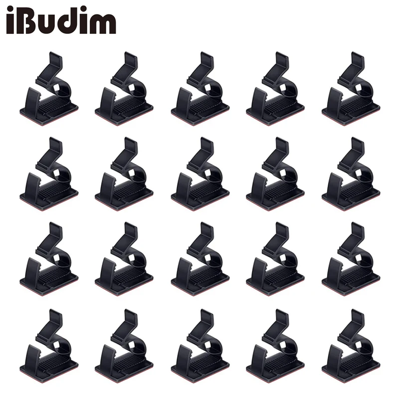 20pcs Adjustable Cable Management Clip Adhesive Organizers Sticky Wire Clip Cord Holder for TV PC Ethernet Desk Wall Home Office