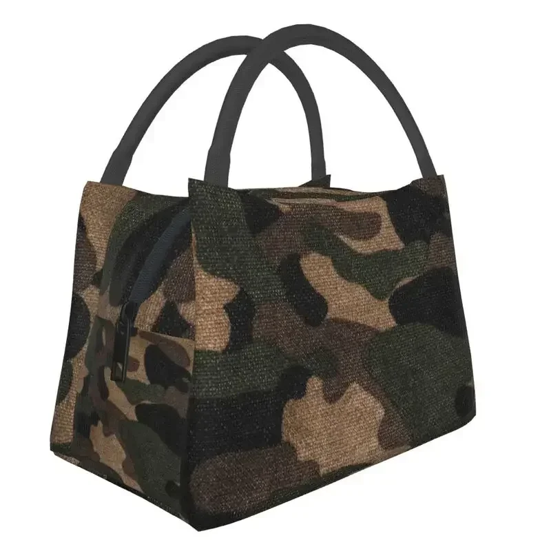 

Army Camo Woodland Camouflage Insulated Lunch Bags for Outdoor Picnic Portable Thermal Cooler Bento Box Women