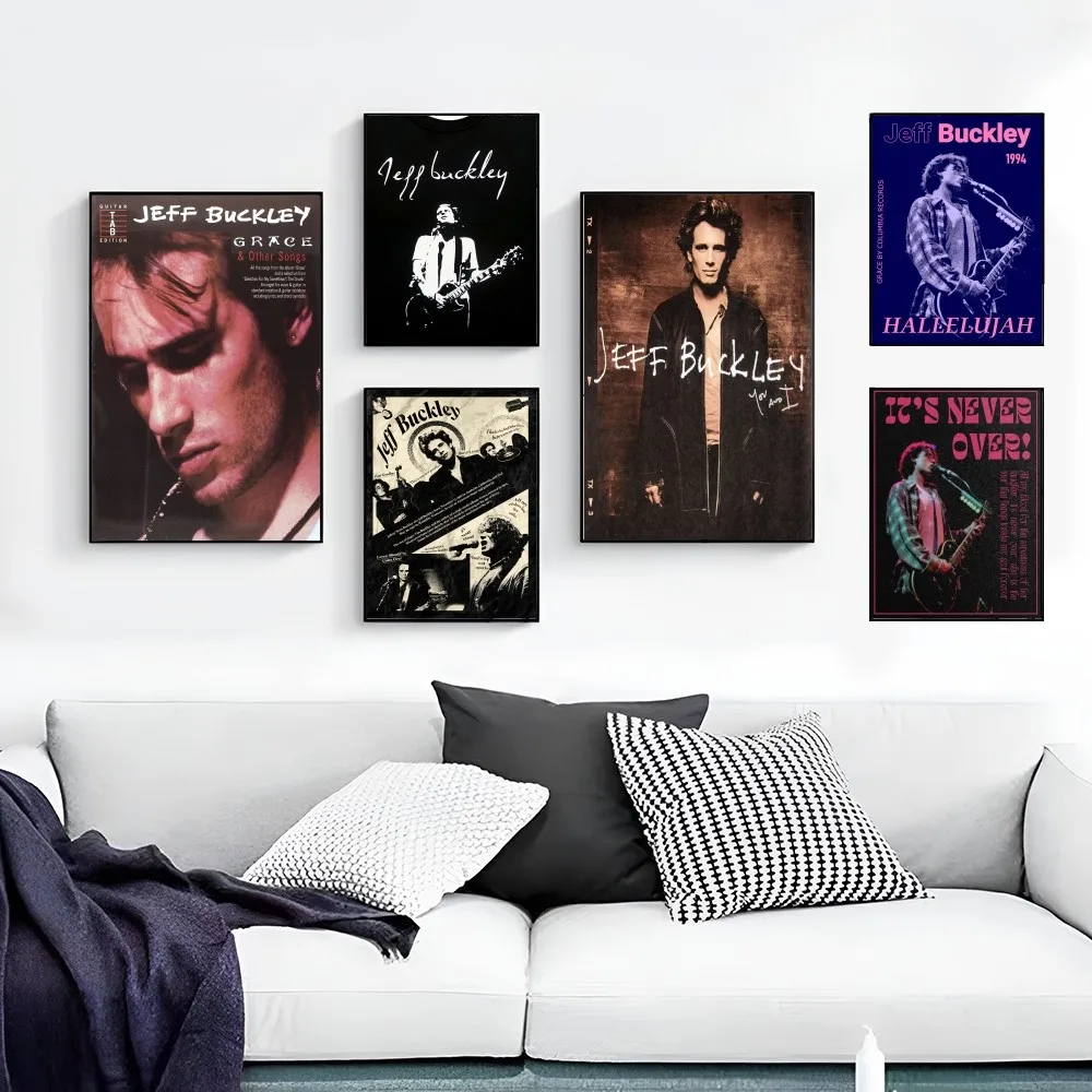 J-Jeff B-Buckley Singer Anime Posters Sticky Decoracion Painting Wall Art White Kraft Paper Wall Decor