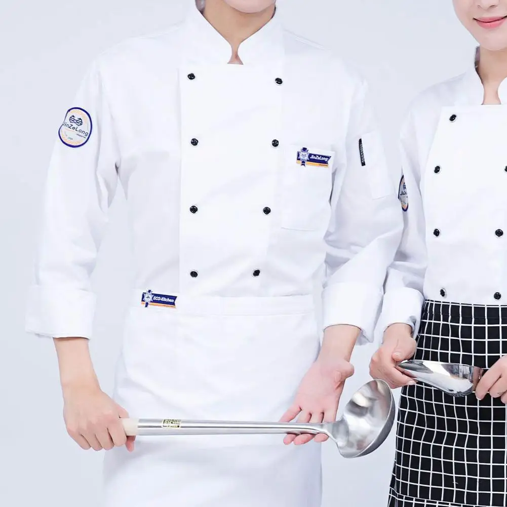 Zachte Chef-Kok Top Lange Mouw Kleurvast Plus Size Lange Mouwen Cook Uniform Opstaande Kraag Kok Uniform Chef-Koks Kleding