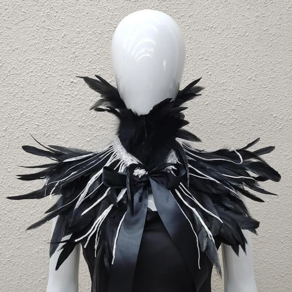 Sequined Feather Small Cape Shawl Scarf Amazon Cross Border Christmas Masquerade Costume Accessories
