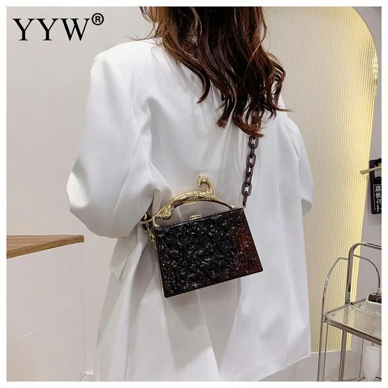 New Acrylic Box Handbags Transparent Women Fashion DesignerLeopard Short Handle Luxury Evening Party Bags Chain Crossbody Bag