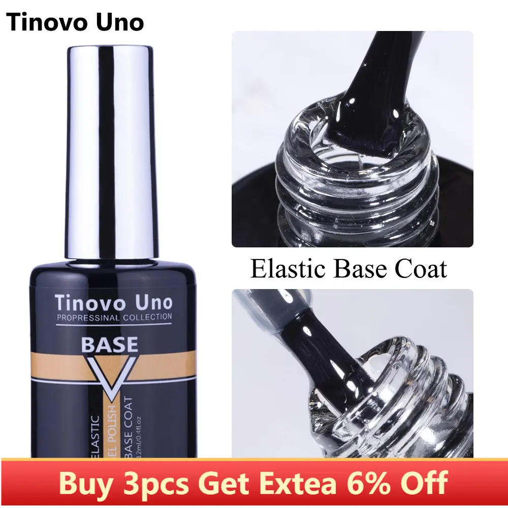 

Tinovo Uno 12ML Rubber Base Coat Elastic UV Gel Nail Polish Strong Thick Base Manicure Semi Permanent LED Gellak for Nails Art