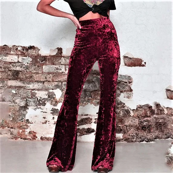 High-quality new women's Europe and the United States new high-waisted gold velvet casual wide-legged pants Women's pants