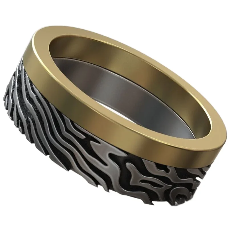 

7-10g Mokume Gane Damask Pattern Wedding Band Couple Gold Rings Customized 925 Solid Sterling Silver Rings