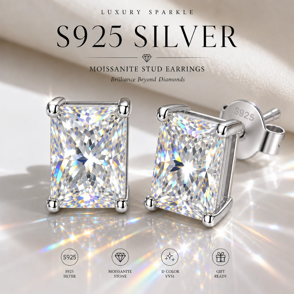 S925 Sterling Silber Strahlende Form 3EX Schliff Zertifizierter 2,0ct Moissanit Damen-Ohrringe Party-Schmuck Geschenke Mit GRA-Zertifikat – Detail 10