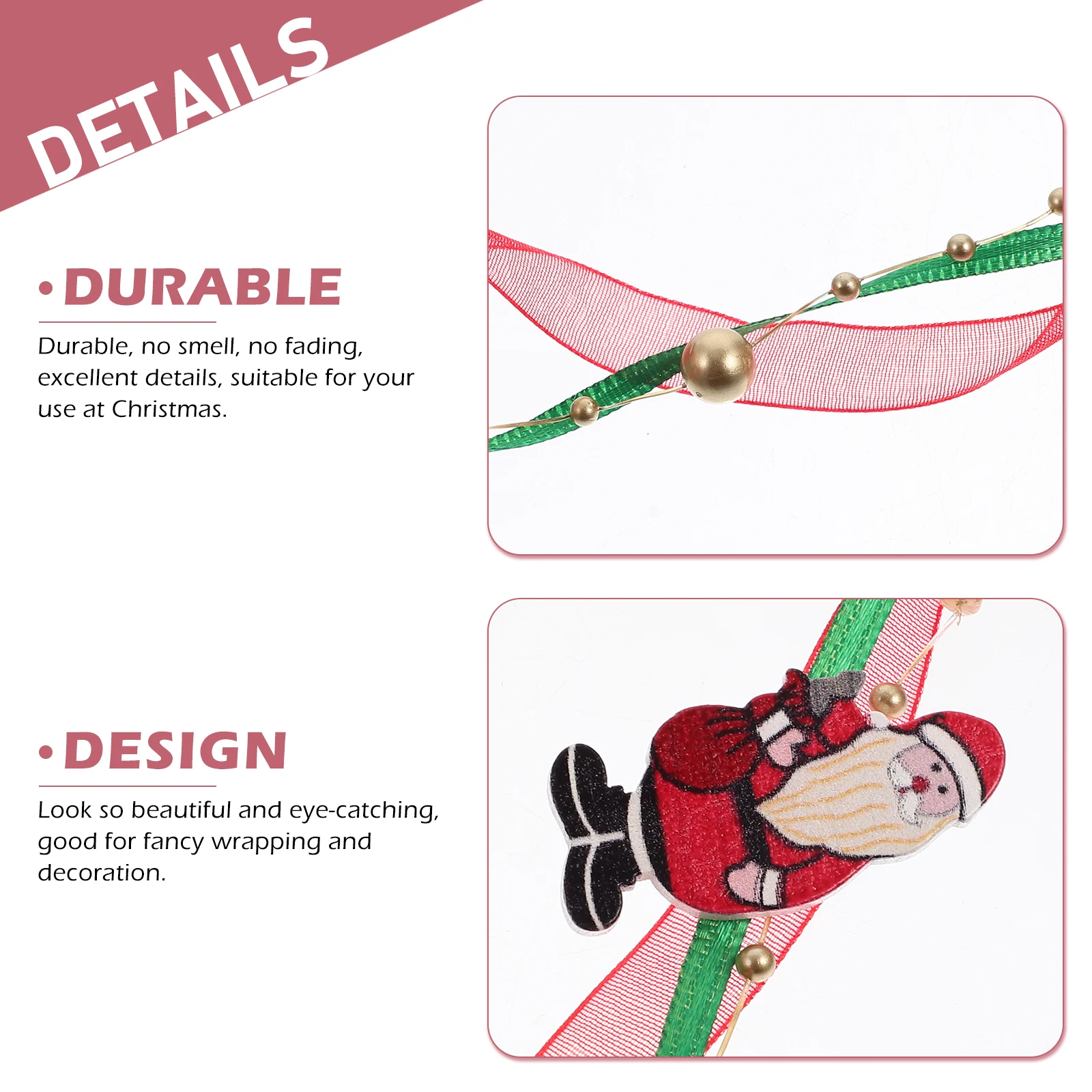 

for Christmas Tree Santa Claus Ribbon Ornament Holiday Ribbons Decor DIY Ornaments Wired