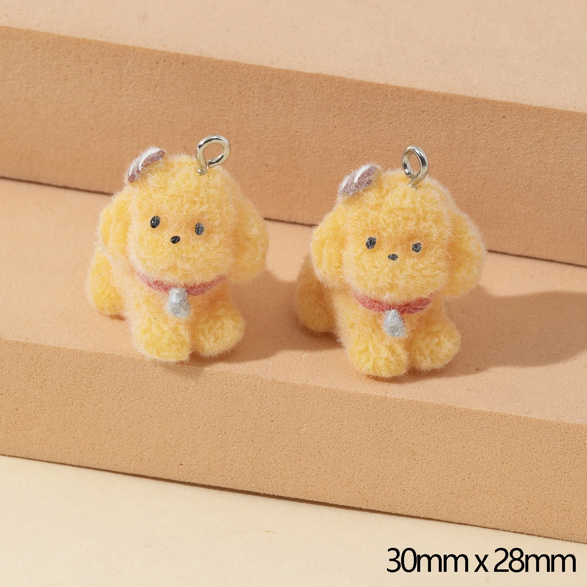 20Pcs 3D Resin Flocking Teddy Dog Charms Animal Plush Dolls Pendant for Necklace Earrings Making DIY Jewelry Accessories