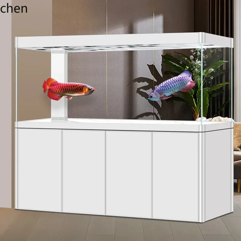 YFY New Rounded Corner Aluminum Alloy Living Room Home Screen Office Bottom Filter Large Fish Tank No Need to Change Aquarium