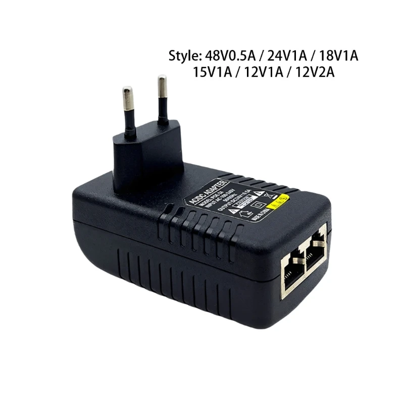 U55C Compactly POE Injector Power Adapter For Surveillances Camera Systems With 48V 24V 18V 12V 15V Output Option EU Wall Plugs