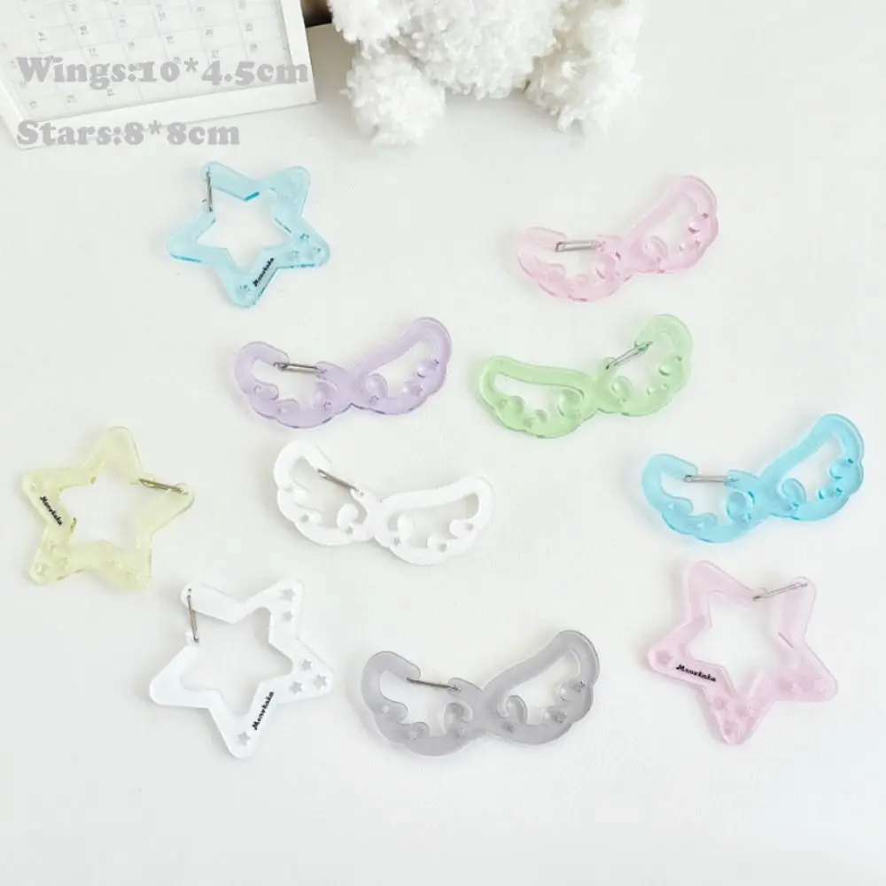 Nuevas alas estrellas forma mosquetón acrílico multiusos tarjetero llavero Color caramelo llavero gancho