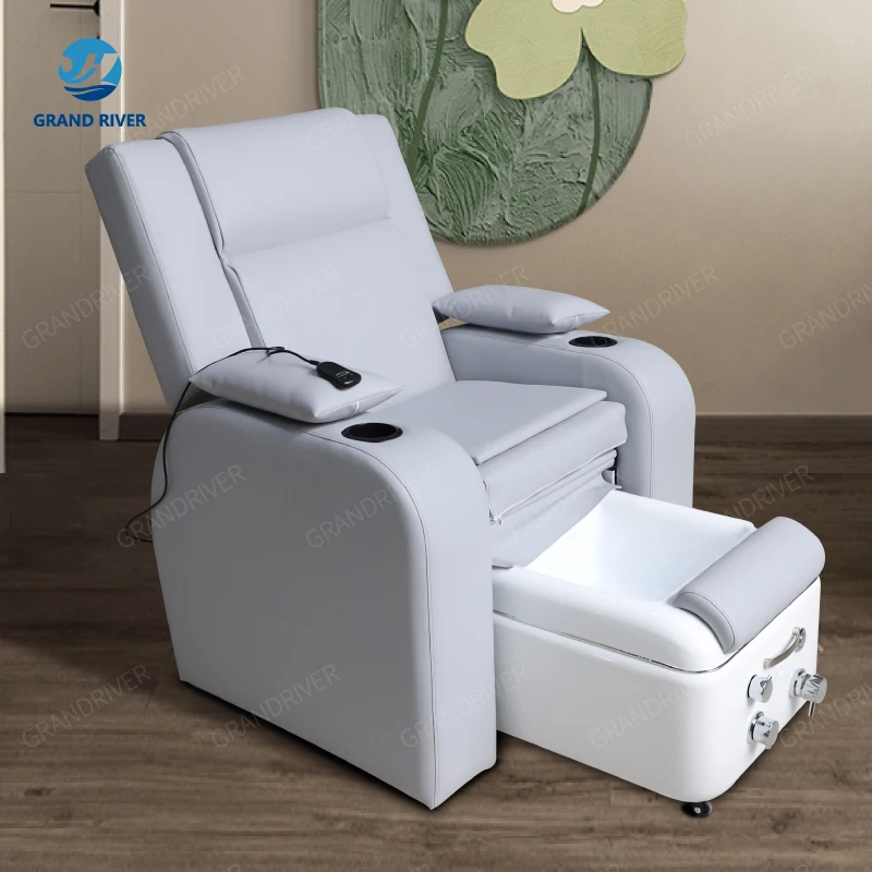 Customized Comfortable Glass Base PVC Leather Spa Pedicure Chair