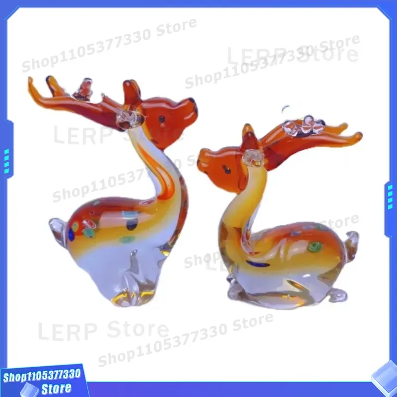 Zibo Glazed Deer Couple Ornament Intangible Heritage Craft Wedding Housewarming Gift Beautiful Pair Statue Home Decor Opening