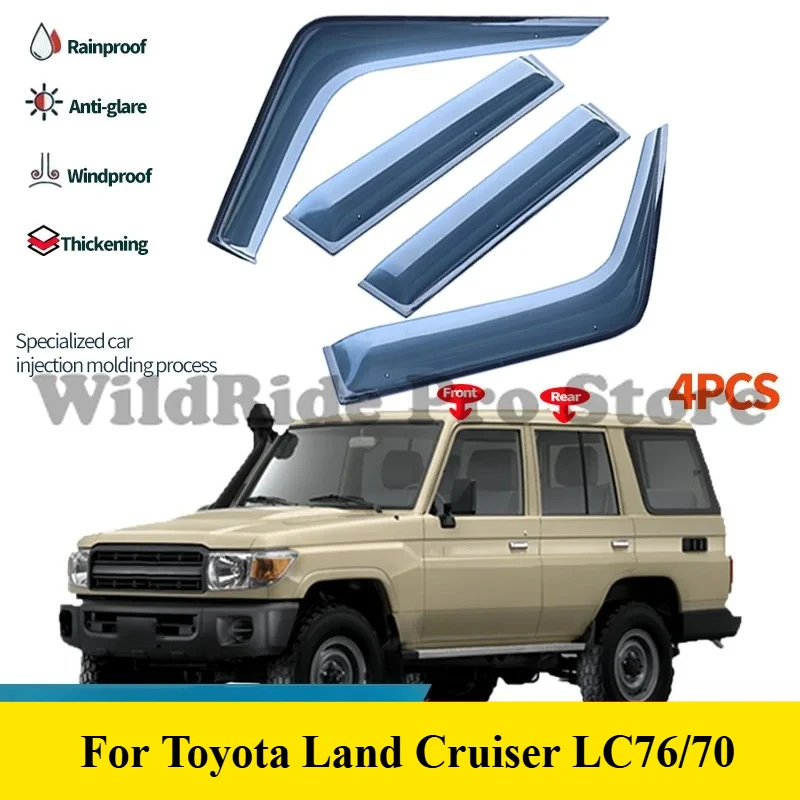 1 Set Durable Heavy-Duty Window Rain Guards for Toyota Land Cruiser LC76/70 - 1984-2024 OEM Fitment, Noise Reduction