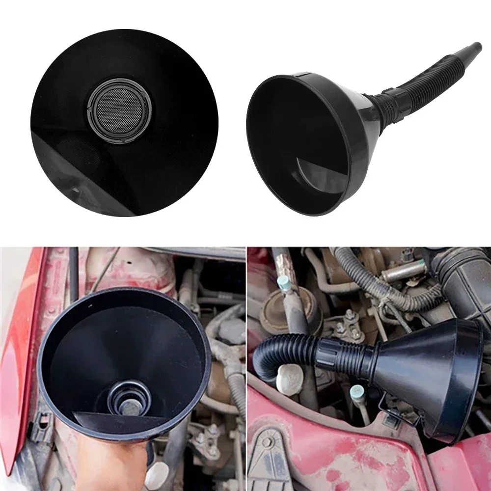 Engine Refueling Funnel with Filter for Car Motorcycle Truck Oil Gasoline Filling Strainer Extension Pipe Hose Funnels Tool