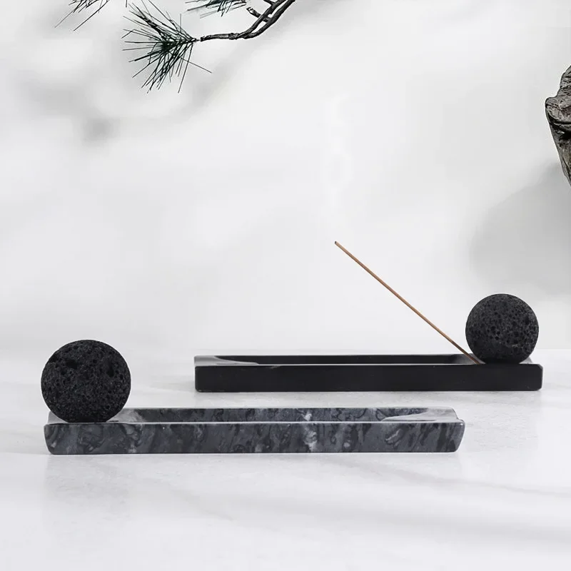 Medieval wabi sandy wind natural marble incense insert interior designer living room bedroom home desktop aromatherapy ornament