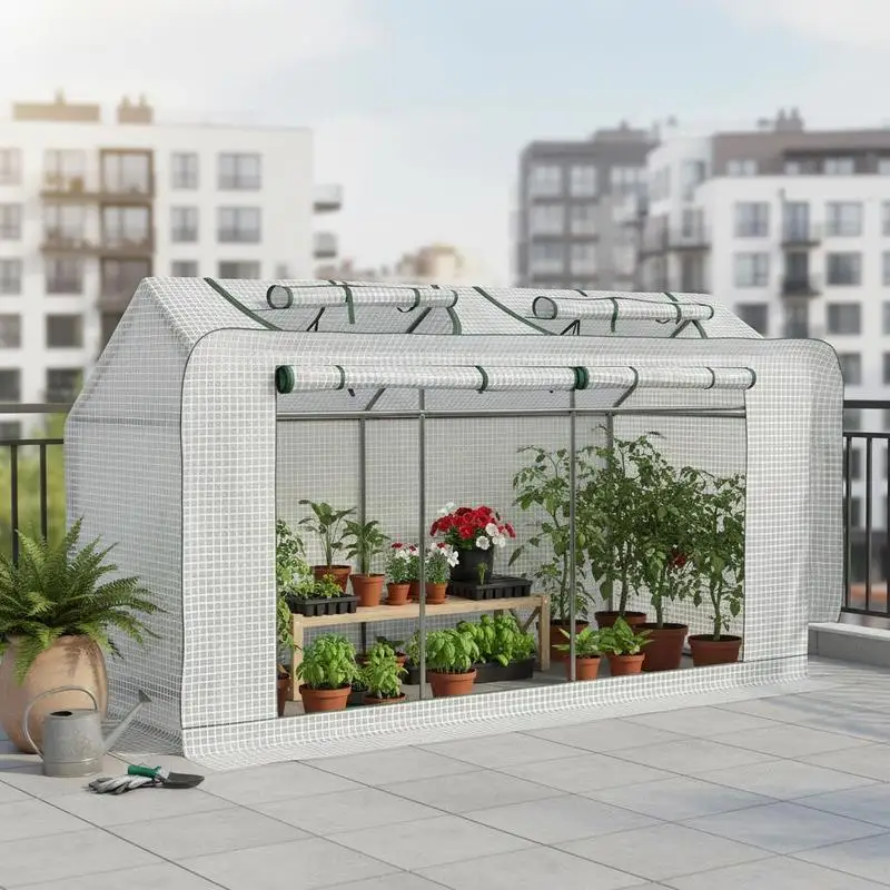 Outsunny Serre de jardin mini serre 2 fenêtres enroulables couverture en PE haute densité 140 g/m² 120 x 60 x 60 cm blanc