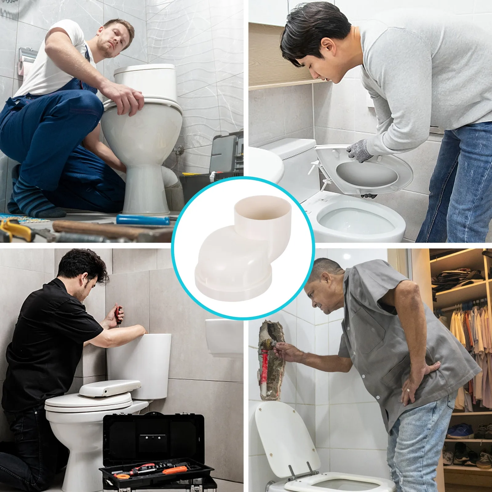 Toilet Shifter Leak-proof Drainage Potty PVC Thickened Wall Anti-corrosion Long Life Easy Install Rubber Ring Seamless Joint