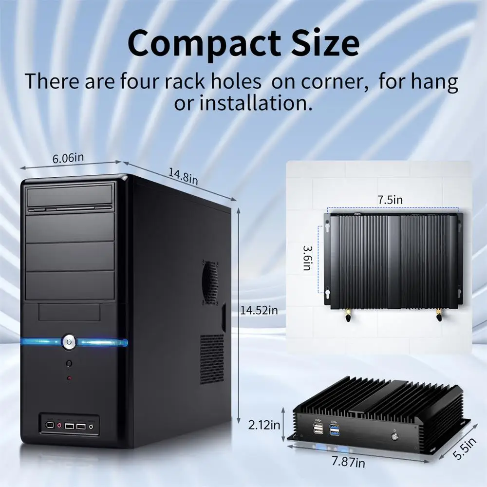 Msecore MK600 Fanless อุตสาหกรรม Mini PC พร้อม i7-5500U 16G RAM 512GB SSD DDR3 คอมพิวเตอร์เดสก์ท็อป 6COM HDMI/VGA 6USB Windows/Linux