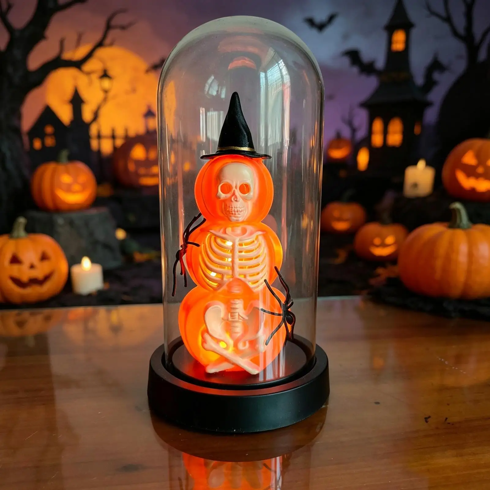 パンプキンデスクランプ-スカルテーブルランプ-ハロウィン-パンプキン-子供部屋-室内-ホラーパーティー-お化け屋敷-寝室-バー-寮-アパート