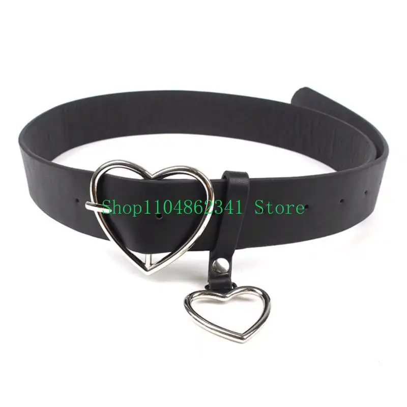 

652F Versatiles Ladies Fashion Belt Heart Buckles Durable PU Strap Trendy Accessory