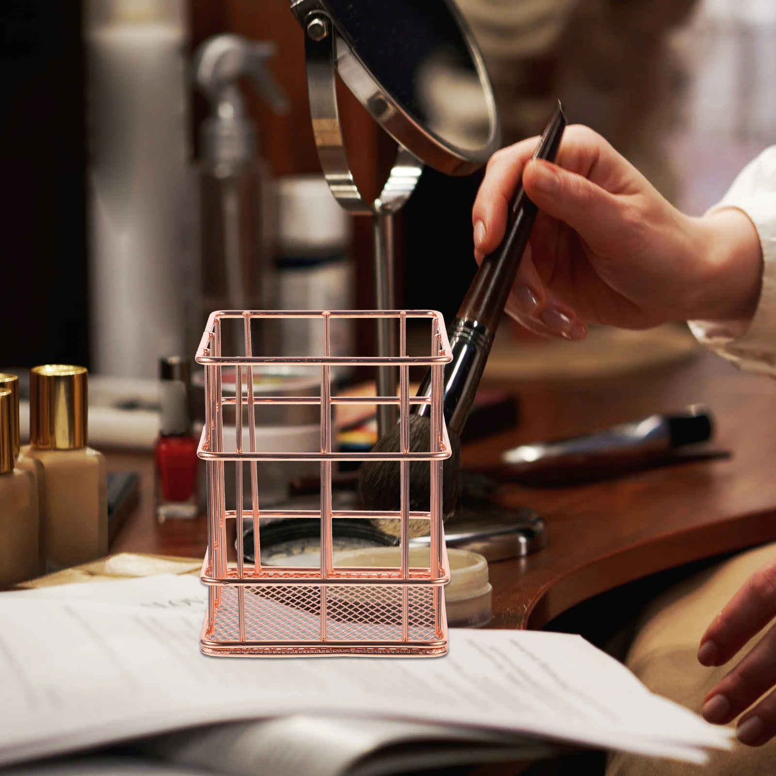 다기능 금속 연필 홀더 책상 정리함 펜 컵 메이크업 브러쉬 문구류 보관함 사무실 학교 가정 장식