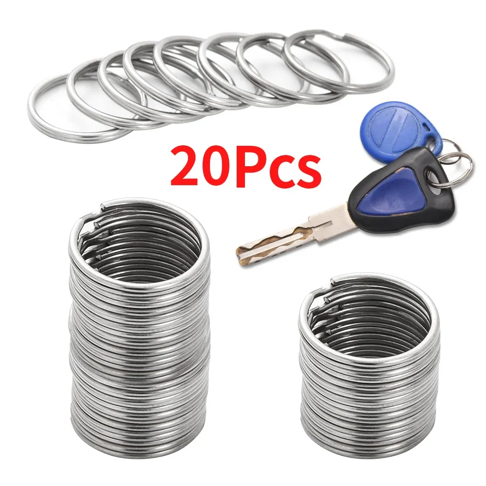50pcs Silver Plated Metal Blank Keyring Keychain Split Ring Keyfob Key Holder Rings Women Men DIY Key Chain Key Ring Accessories