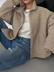 Autumn Winter Fashion Women's Coat New Casual Hooded Zipper Lady Clothes Cashmere Female Fleece Jacket Solid Color Ladies Coats