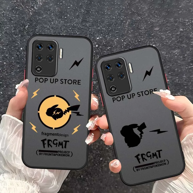 

P-Pok é M-mon Logo Pattern For OPPO Find X3 X5 Lite Pro A98 A94 A93 A78 A79 A76 A58 A57 5G Frosted Translucent Phone Case