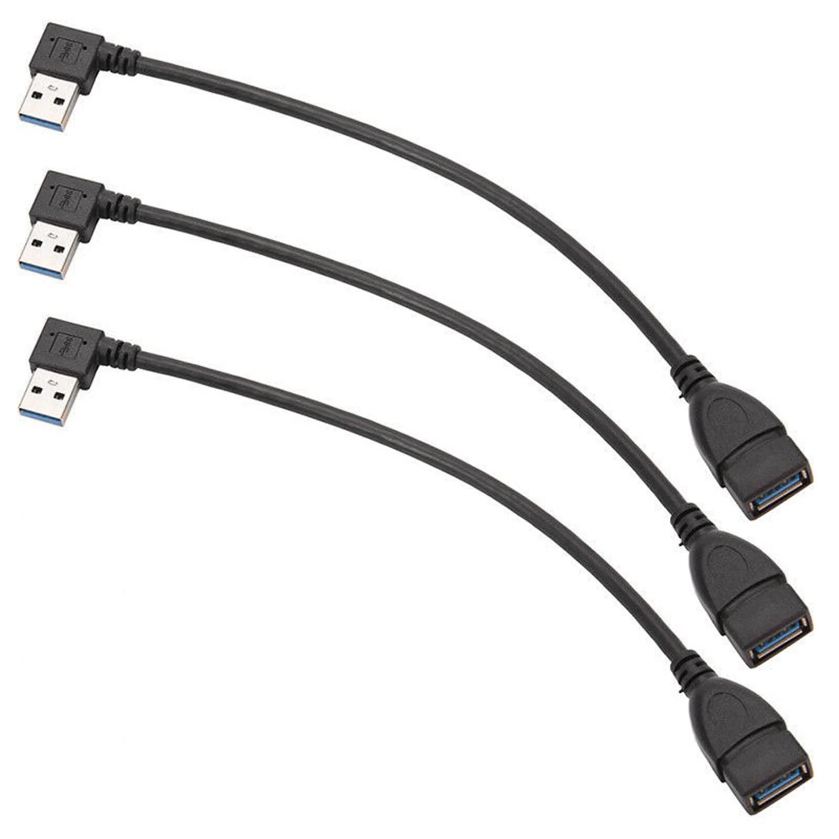 FC-[IANC-AB01] 3X USB 3.0 Angle 90 Degree Extension Cable Male To Female Adapter Cord Data Left