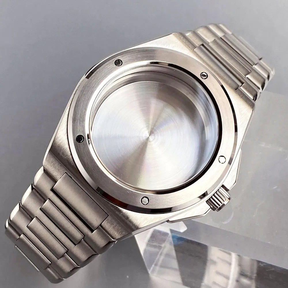 Caja de reloj de buceo de zafiro de 40mm compatible con movimiento NH35 NH36 NH34 pulsera para hombre banda de goma 200m reemplazo de reloj impermeable