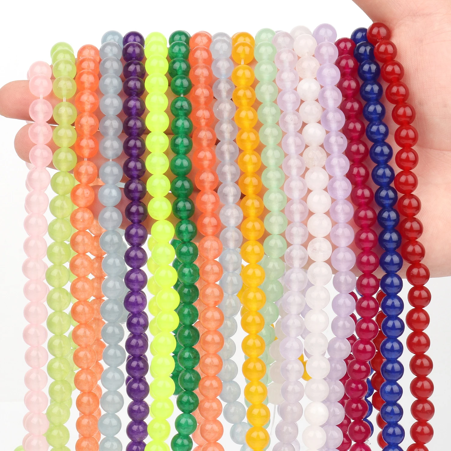 Multi-color Chalcedony Natural Jades Stones Beads Round  Loose Spacer Bedas DIY Bracelets Accessories for Jewelry Making