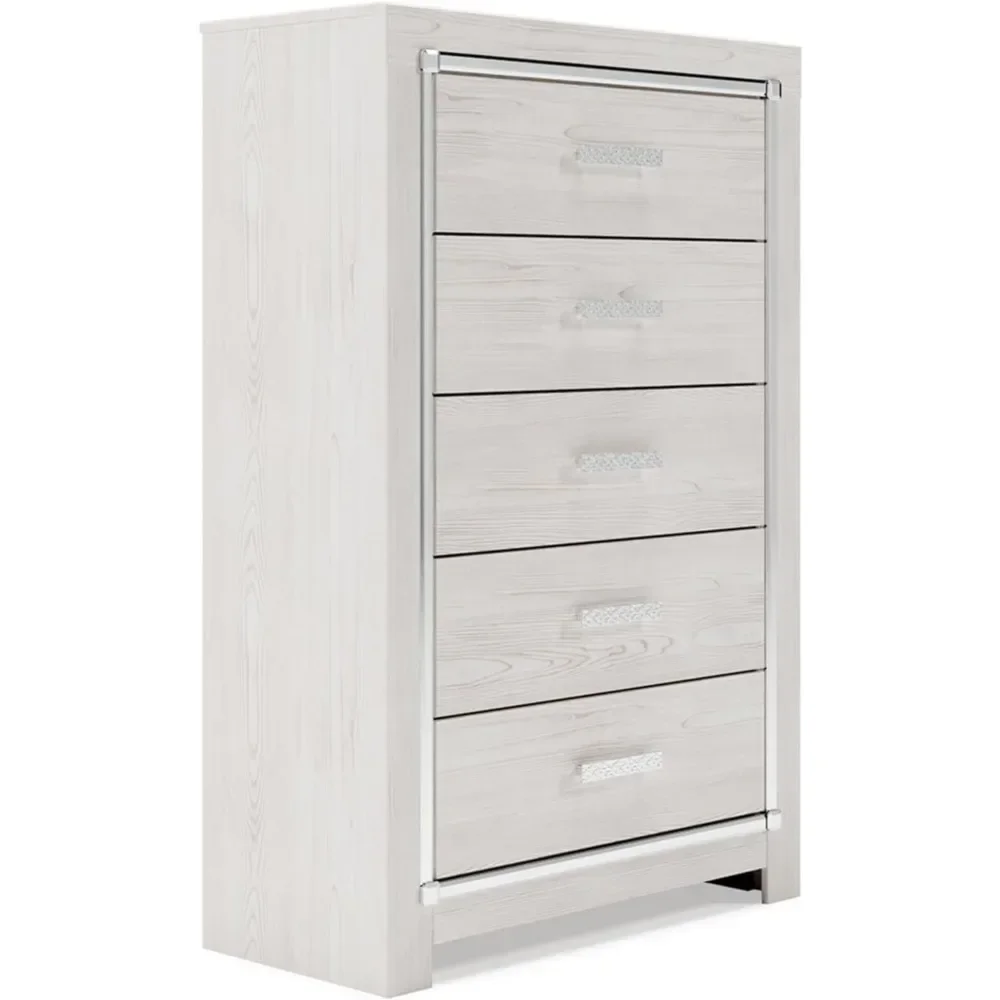 Altyra Contemporary 5 Drawer Chest, White