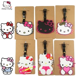 Sanrio Hello Kitty Pvc Luggage Tag Cartoon Travel Accessories Baggage Tag Suitcase ID Address Anti Lost Decor Silicone Label