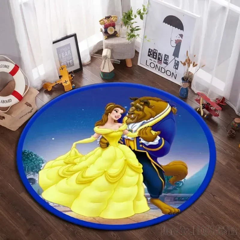 The Beauty and the Beast Rug Round Carpet 80cm Chair Non-slip Floor Mat Crawling Game For Kids Living Room Decor