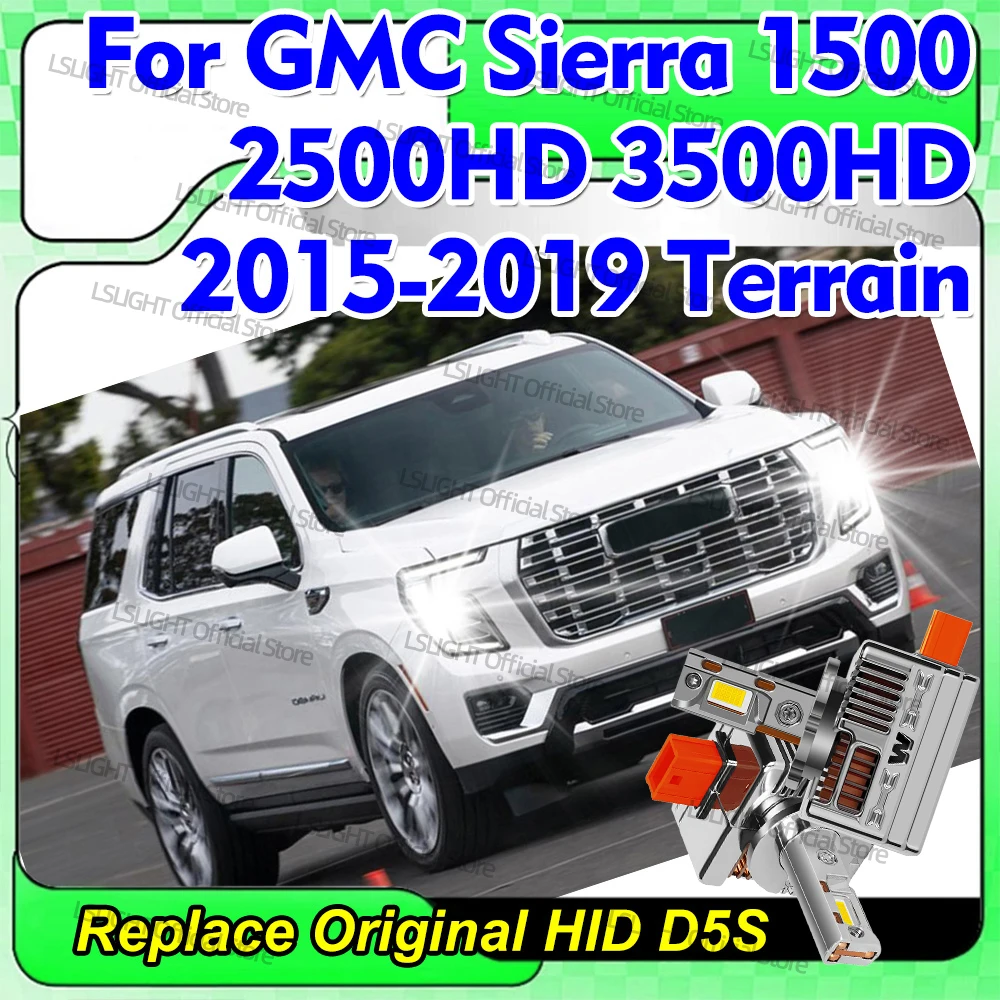 

2x D5S LED Headlights 30000LM 3570 CSP Lamp Copper Tube Bulbs For GMC Sierra 1500 2500HD 3500HD 2015 2016 2017 2018 2019 Terrain
