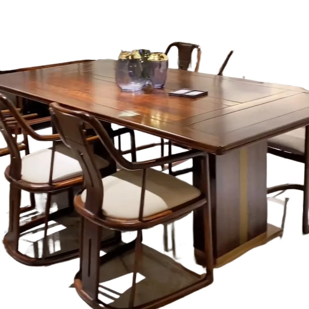 

New Chinese ebony dining table Solid wood modern simple restaurant Small apartment light luxury rectangular table