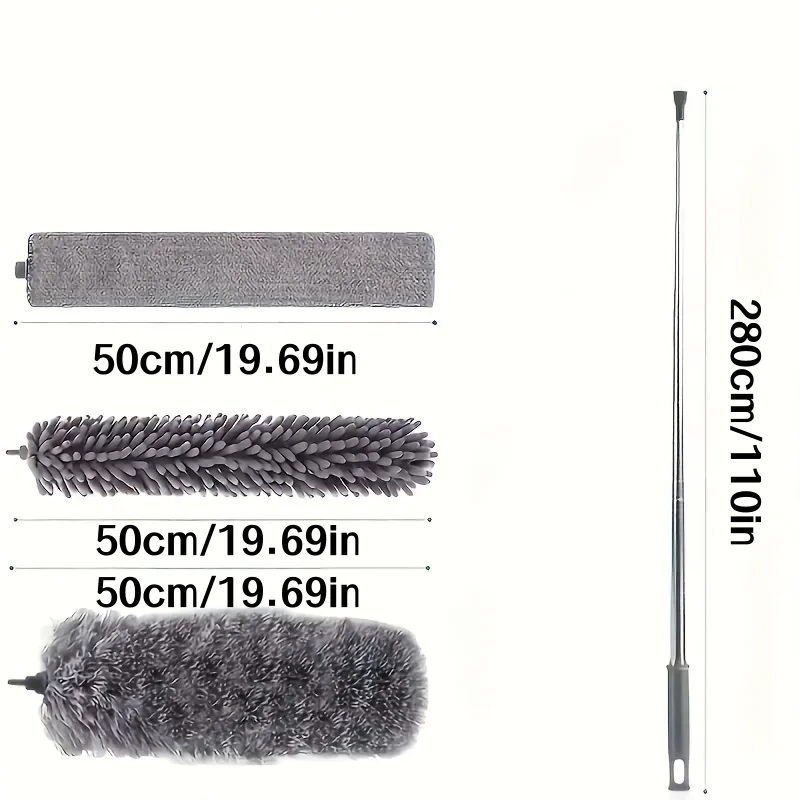 4/8 Piece Set of Dusters for High Ceiling Fans, Spider Webs, Household Static Dust Removal, Extendable Feather Duster, Extendable Dust Brush, Reusable, Lightweight, for Cleaning Curtains and Ceiling Fans