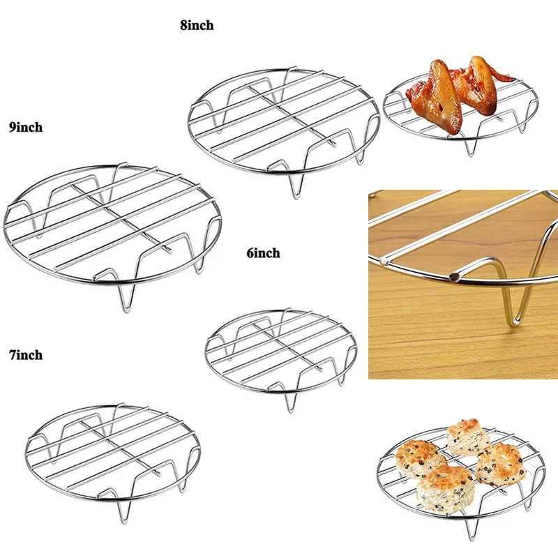 

6/7/8/9 Inch Air Fryer Accessories Fit For 2.5-6.4qt Air Fryer Kitchen High-quality Steel Single-layer Grill Rack Grid -90