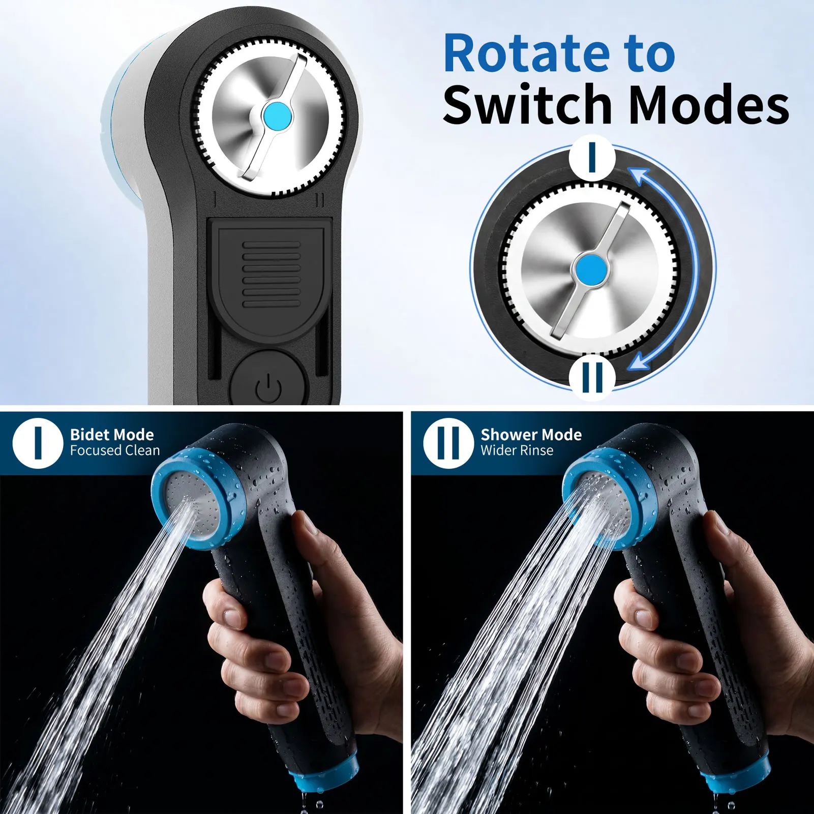 MintLeaf Electric Portable Bidet for Toilet, 2-in-1 Travel Bidet Shower Sprayer, Rechargeable, Dual Flow Mode, Bottle Adapter