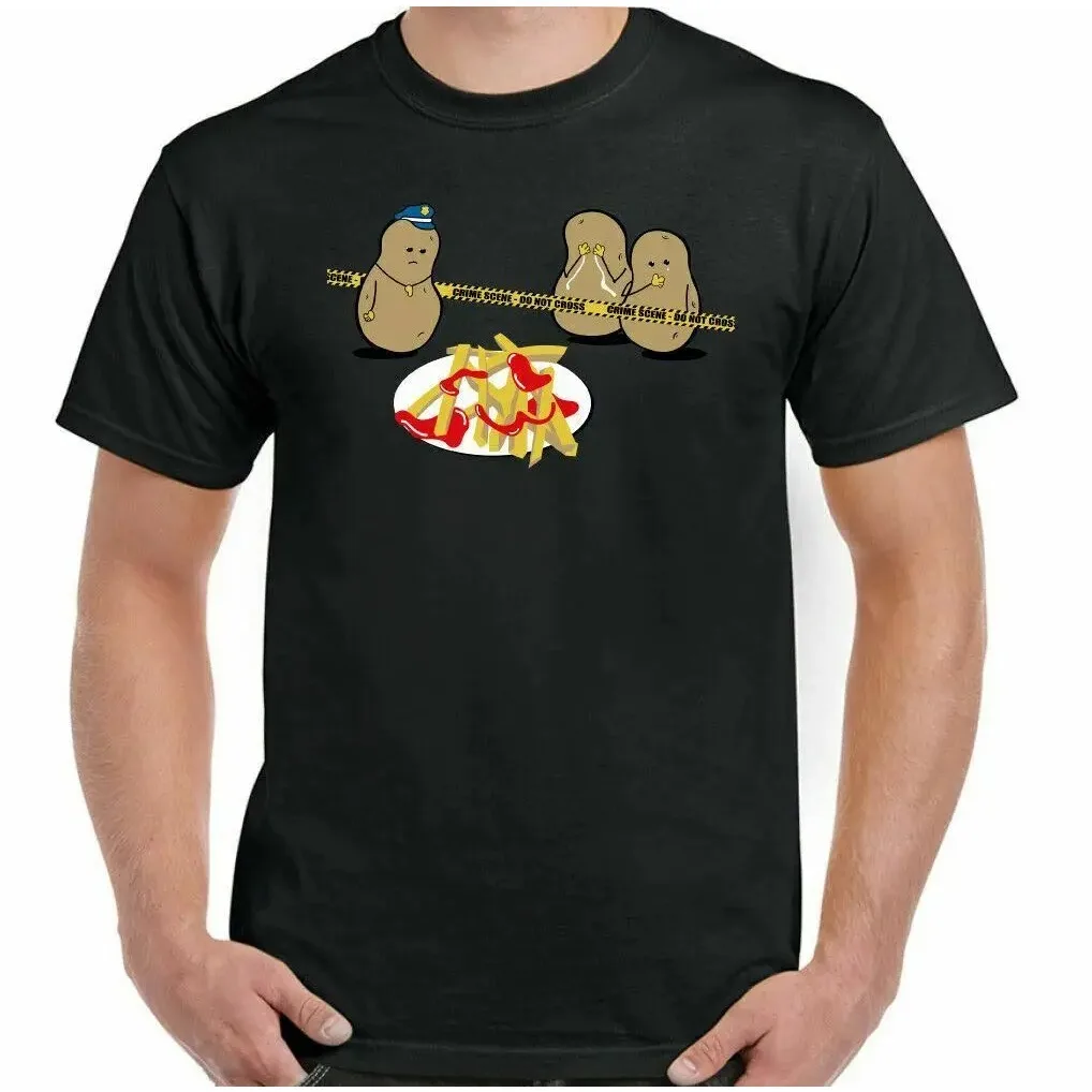 S-5XL Potato Murder Funny T-Shirt Mens French Fry Food BBQ Chef Cook Birthday Oversized T Shirt