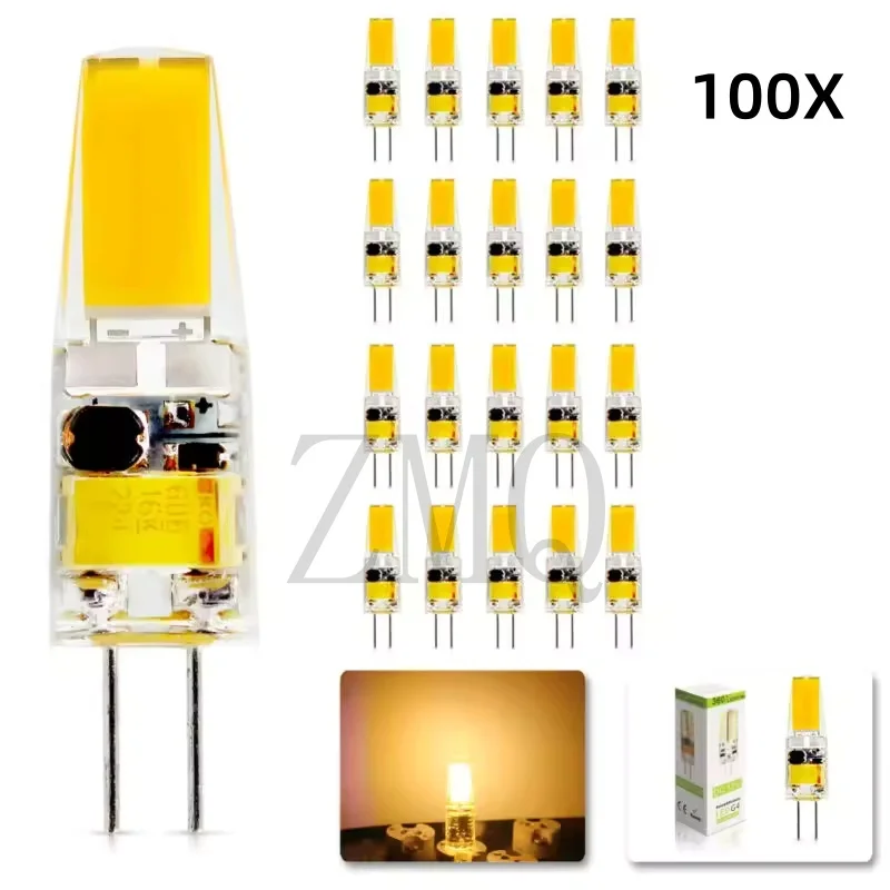 100Pcs/Pack Dimmable Mini G4 LED COB Lamp 6W Bulb AC DC 12V 220V 110V Candle Lights Replace 40W Halogen for Chandelier Spotlight