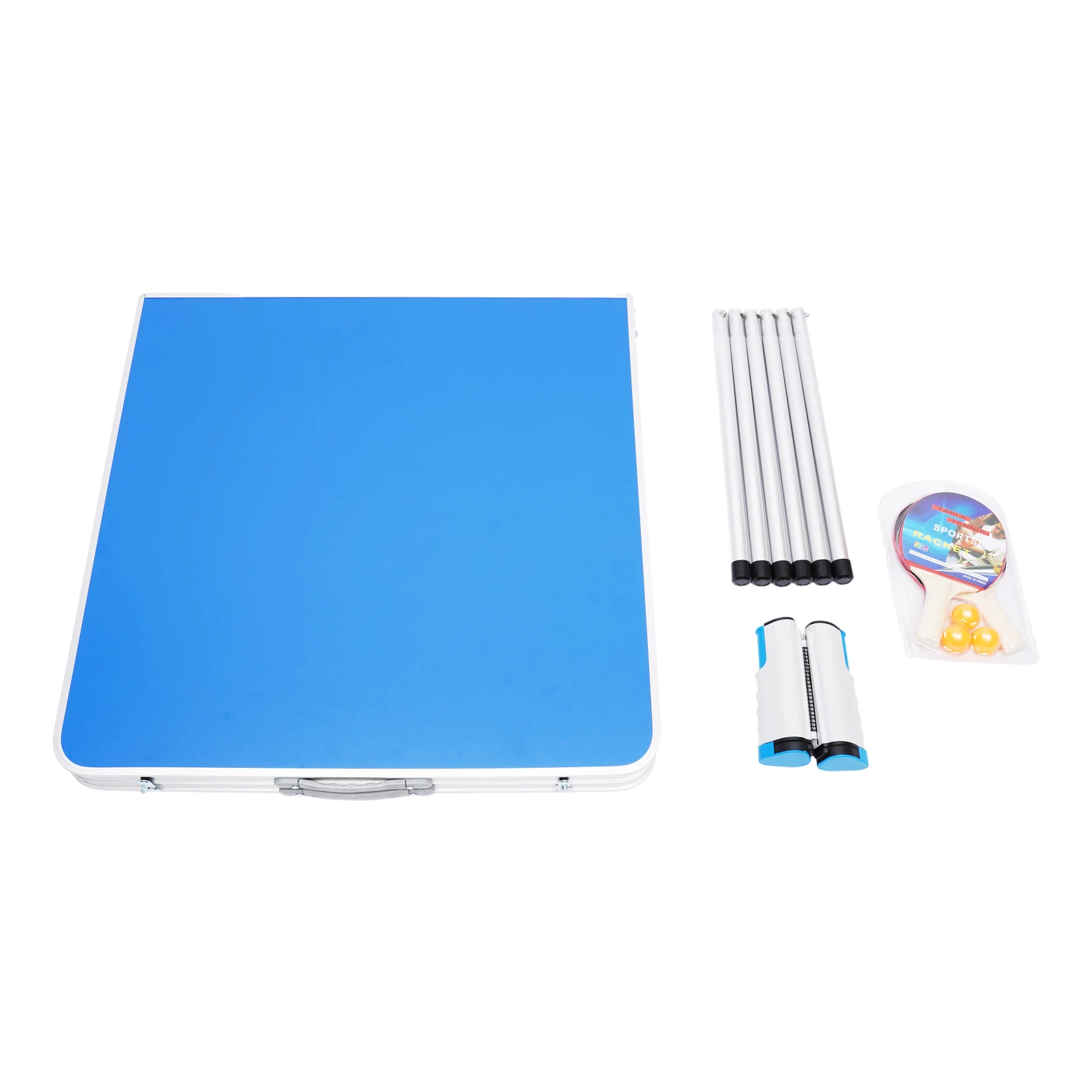 Folding Table Tennis Table w/ 2 Rackets & 3 Balls, Portable Lightweight MDF Ping Pong Table