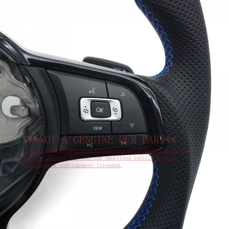 For Volkswagen Steering Wheel Horn Cover Golf7 GTI Sport Assembly Carbon Fiber Half Perforated Blue Line Blue Center Mark