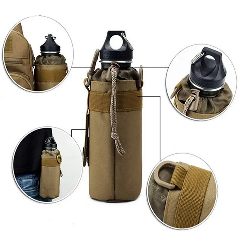 Molle Wasser flaschen tasche Outdoor Camping Wandern Kordel zug Reises port Wasserkocher Taschen halter