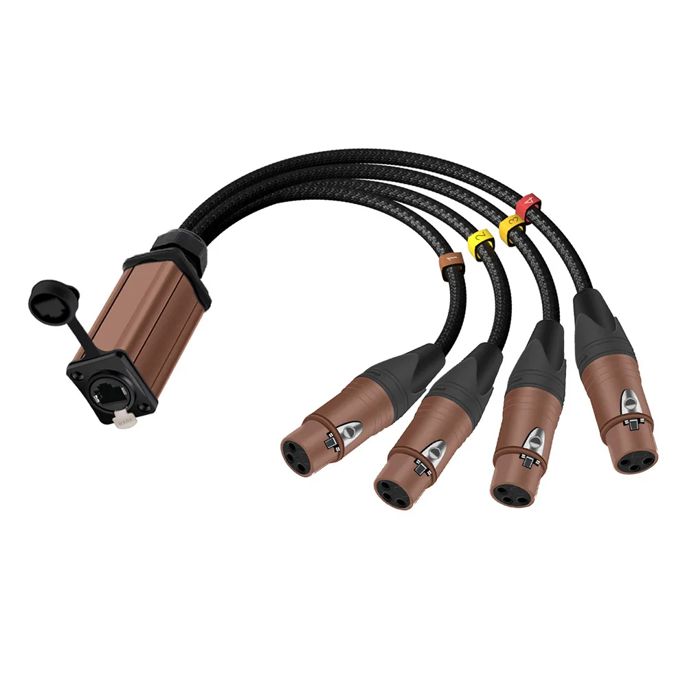 STP RJ45 CAT5/6 to Audio 4 Channel 3Pin XLR Male/Female Multi Network Breakout Extender for Live Stage Sound Lighting Recording